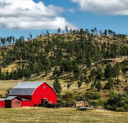 Cloud Storage - Red Wooden Shed on Farm Land