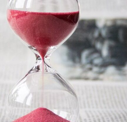 Time Management - Clear Glass with Red Sand Grainer