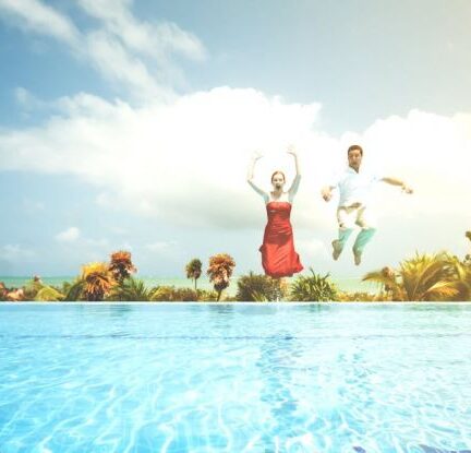 Weekend - Man and Woman Jump on Water